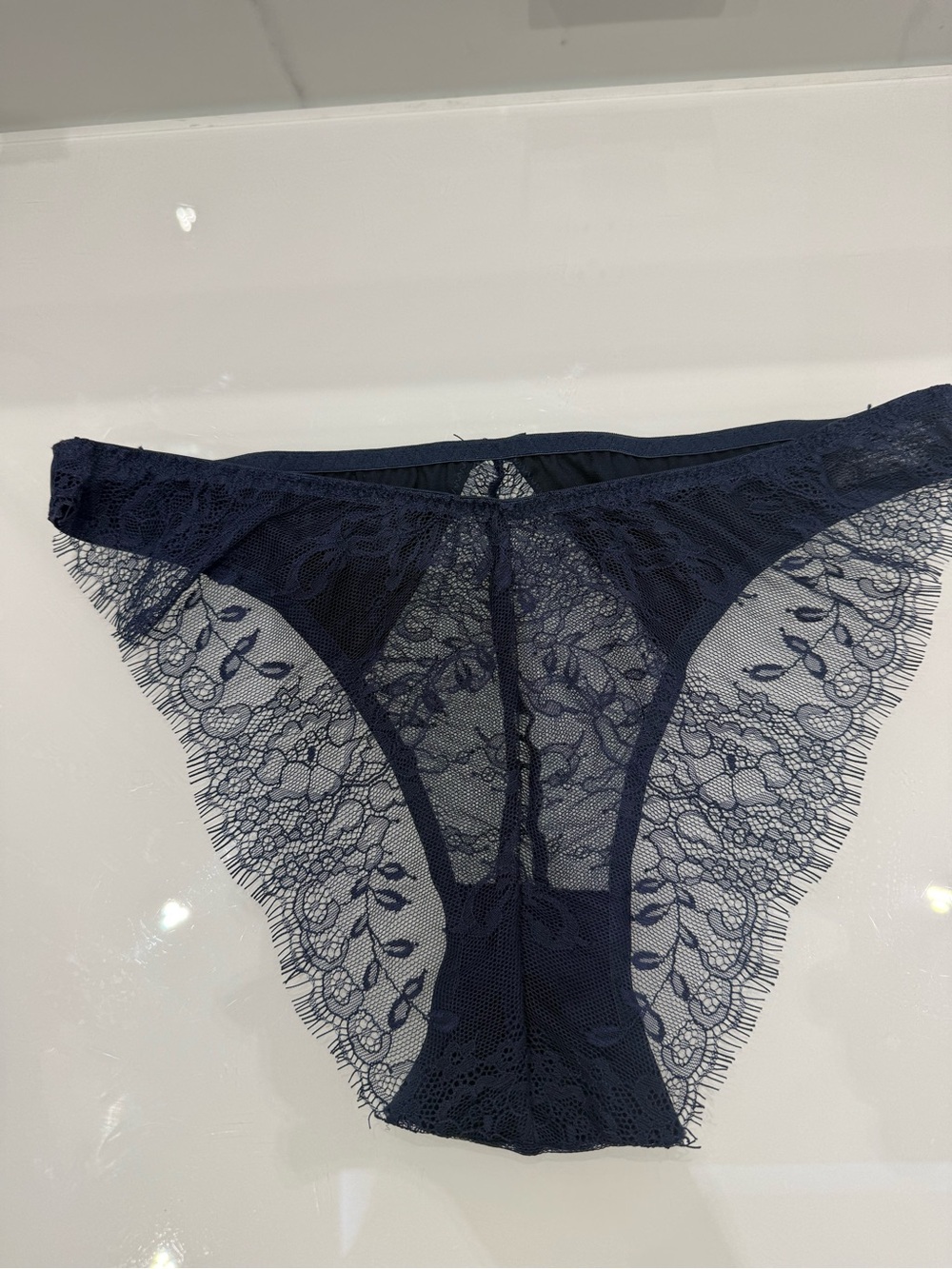 Maison-close Lace-Trim Navy Bikini Panty, size L - Picture 4 of 6